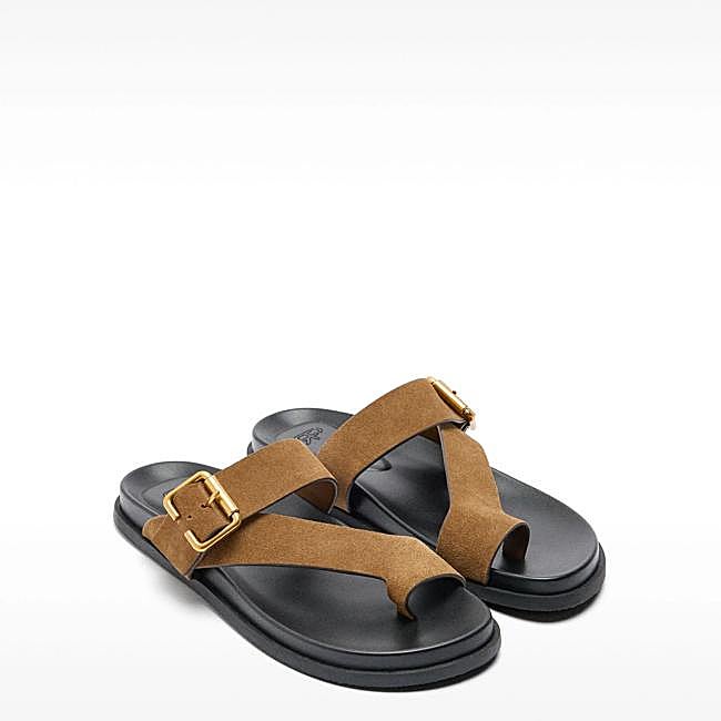 Sandalias de dedo en serraje