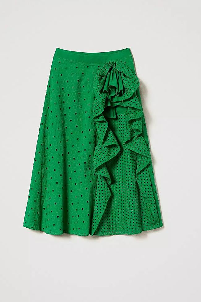 Falda bordada verde de Twinset Milano, 157 euros.