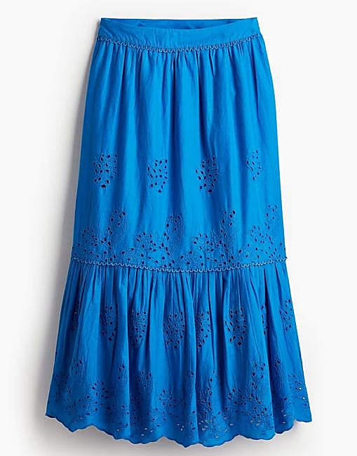 Falda larga con volante color azul eléctrico