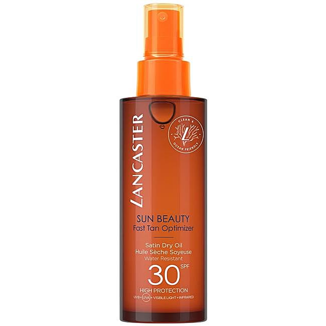 Bronceador y acelerador del bronceado Sun Beauty Fast Tan Optimizer Satin Dry Oil de Lancaster.