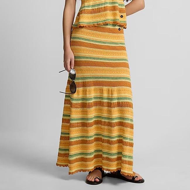 Falda con estampado de rayas larga