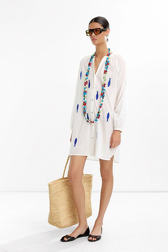 Vestido bordado algodón.