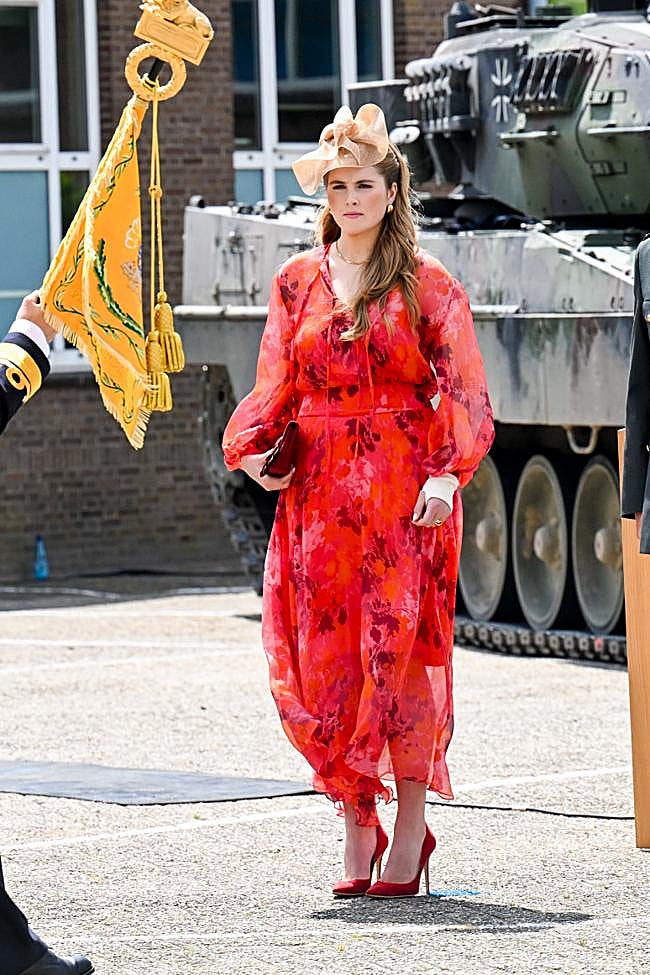 Amalia de Holanda con vestido de Natan