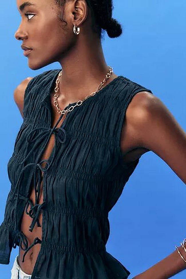 Top abierto efecto arrugado.