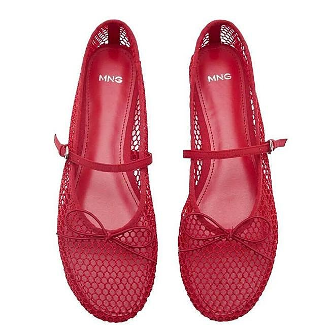 Bailarinas caladas de rejilla color rojo