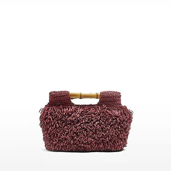 Bolso de rafia con asa de bambu