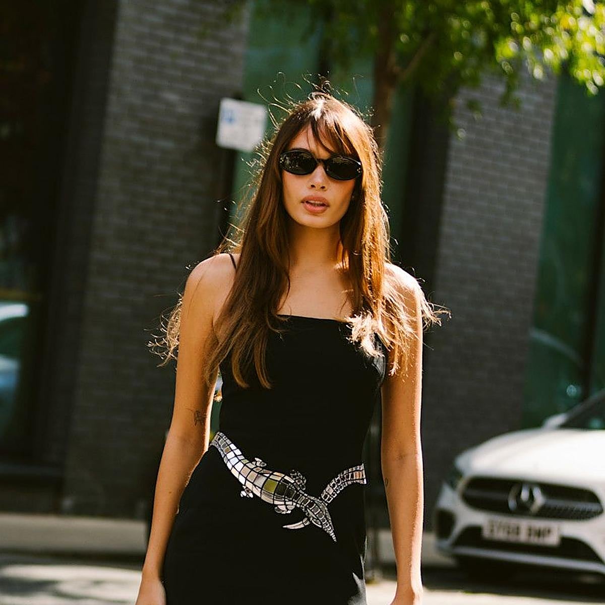 Influencer con pelo brillante