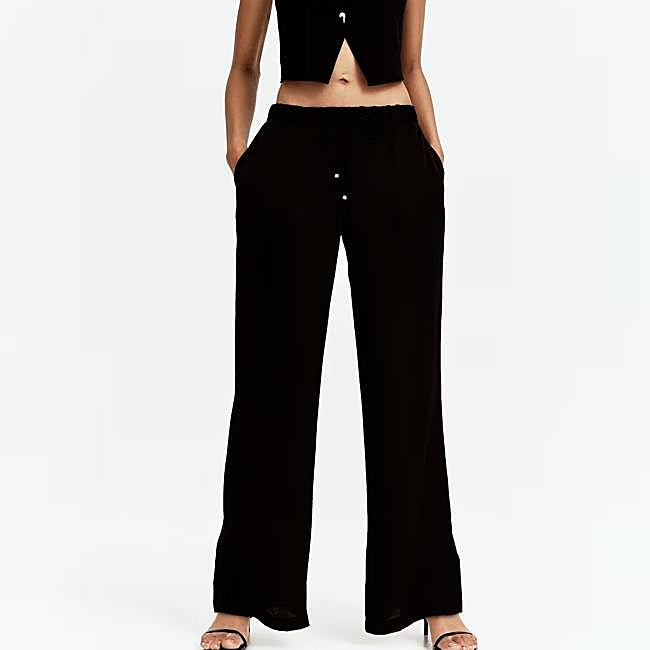 Pantalones anchos lisos color negro