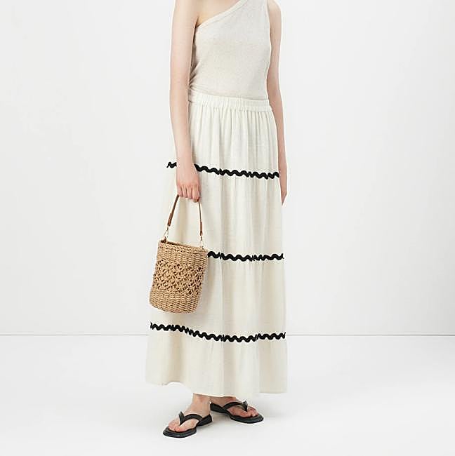 Falda larga con cenefas a contraste