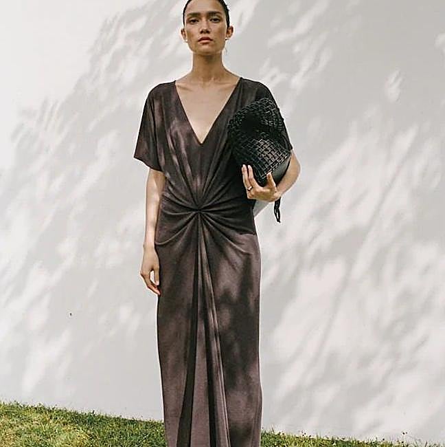 Vestido largo con fruncido