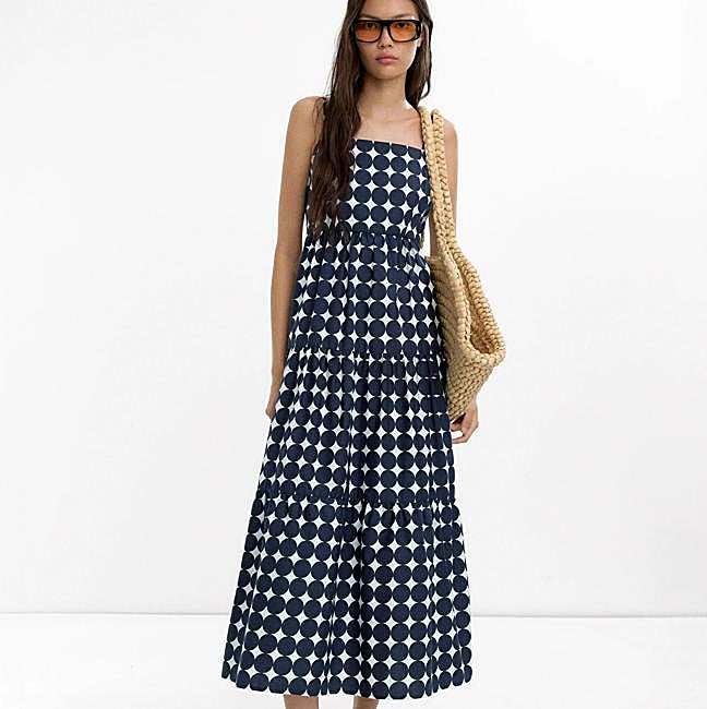 Maxi vestido con estampado de lunares