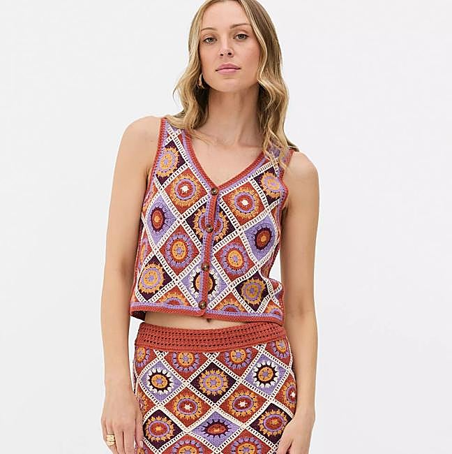 Chaleco de crochet multicolor