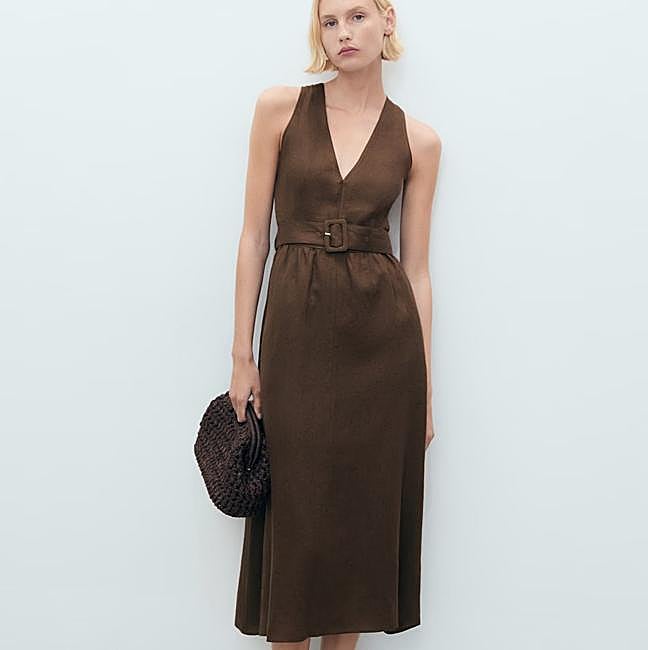 Vestido marrón de Mango (59,99 euros)