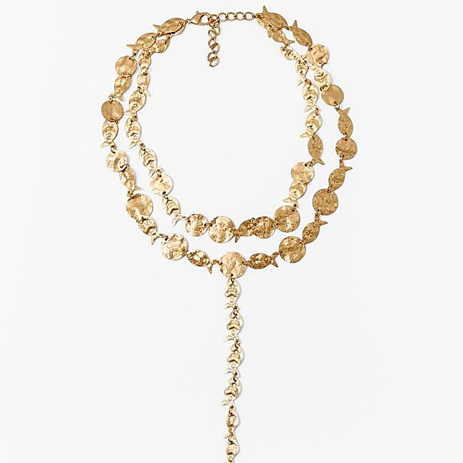 Collar largo dorado con peces