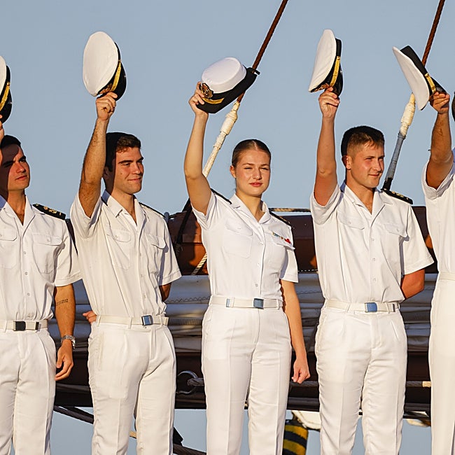 La princesa Leonor a su llegada al puerto de Ferrol.