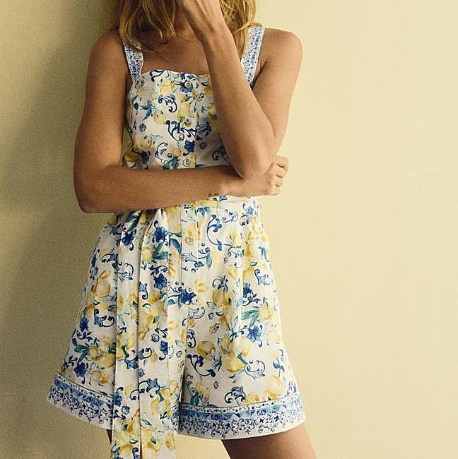 Mono de popelín con estampado de limones