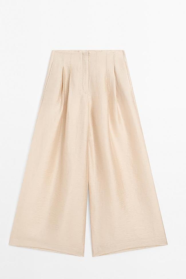 Pantalón pinzas fluido con lino (29,95€)