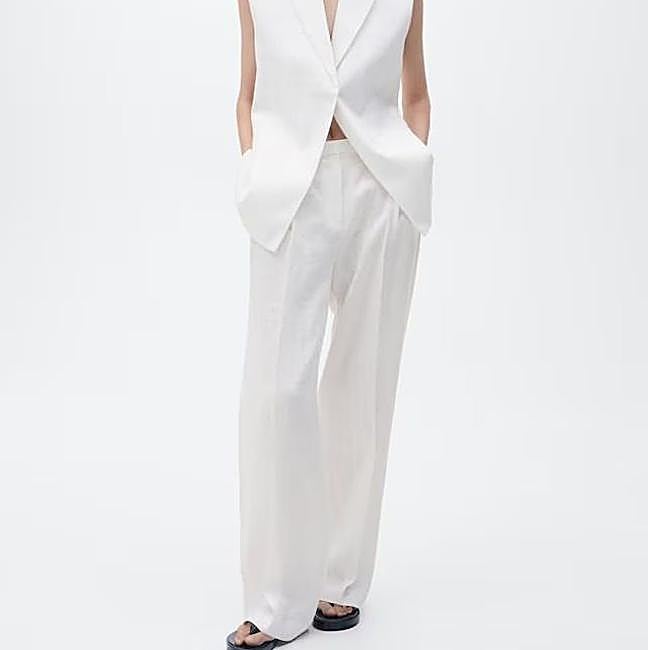 Pantalón ancho de lino blanco