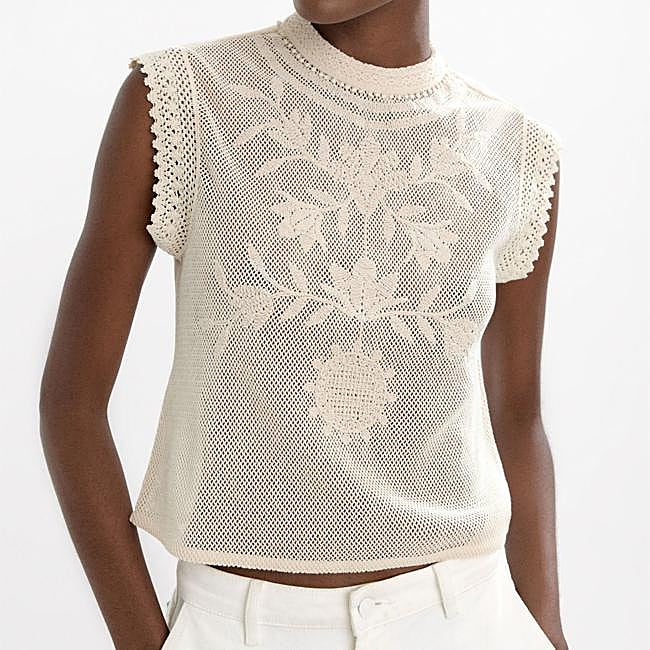Top de crochet bordado