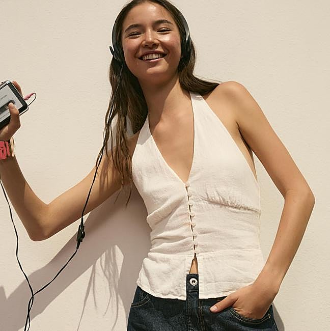 Top con cuello halter blanco