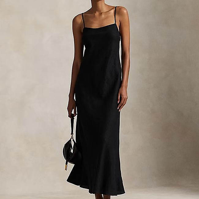 Vestido lencero negro de Ralph Lauren, 345 euros.