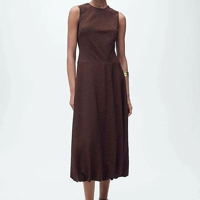 Vestido globo efecto arrugado