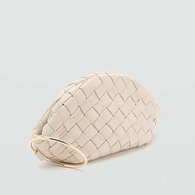 Blutch de piel trenzado con anilla dorada