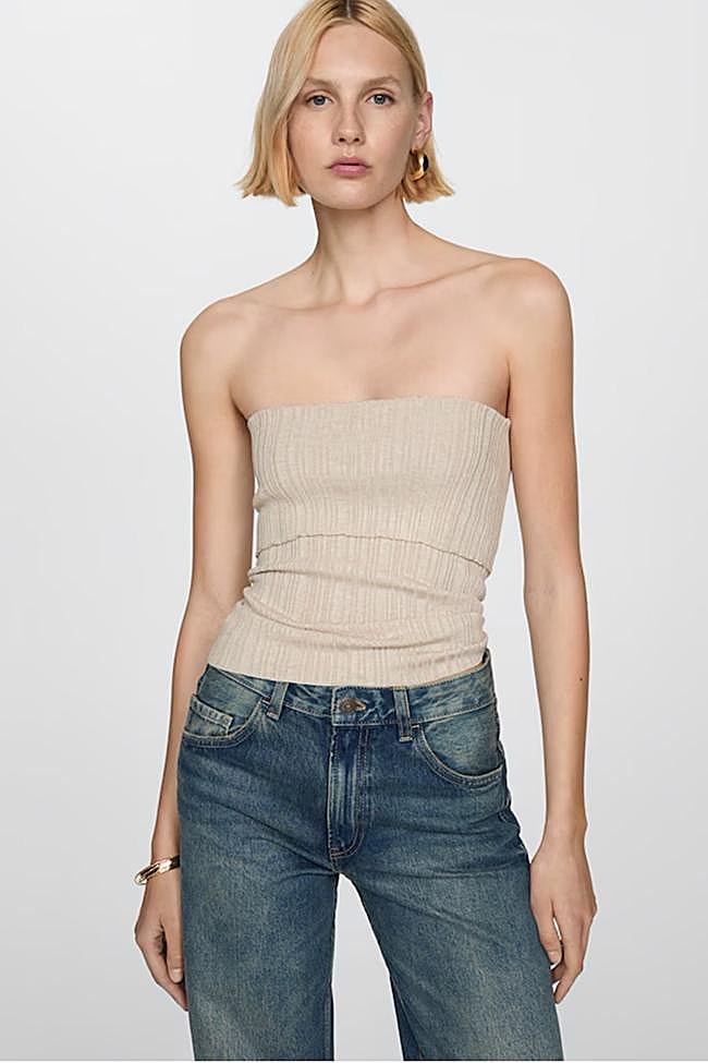 Top en palabra de honor con tejido de punto de Mango.