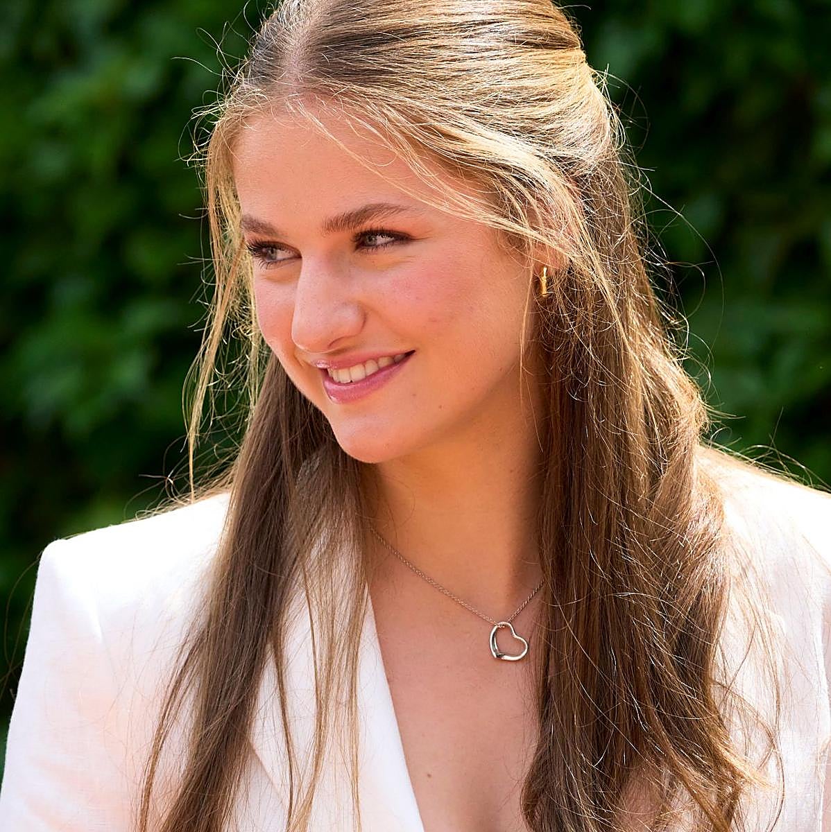 La princesa Leonor con el collar en forma de corazón.