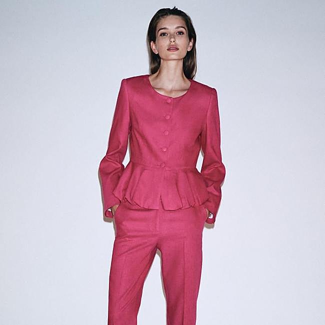 Chaqueta de lino con peplum