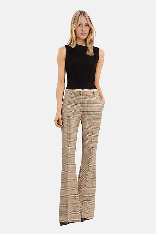 Pantalón de campana de mujer de lana Príncipe Gales (120€ en El Corte Inglés)