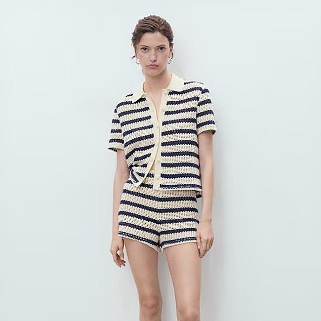 Conjunto de crochet con estampado de rayas