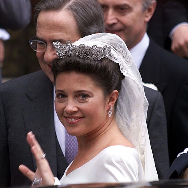 Alexia de Grecia lució la tiara del Kedive de Egipto el día de su boda, en 1999.