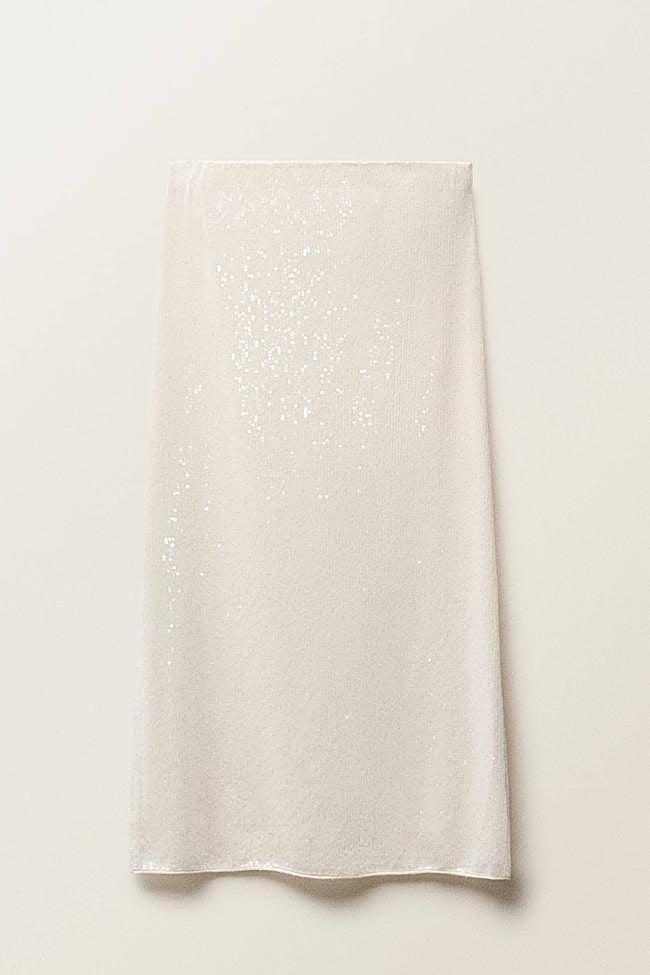 Falda punto lápiz lentejuelas (22,99€)