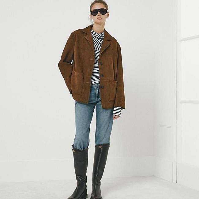 Blazer de piel de ante