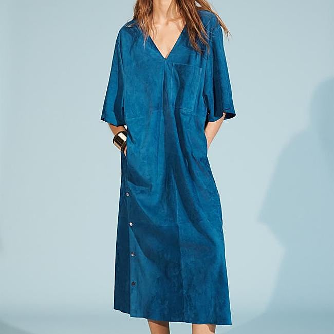 Vestido midi oversize de ante