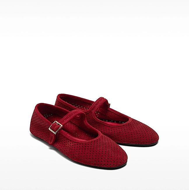 Bailarinas caladas de ante color rojo