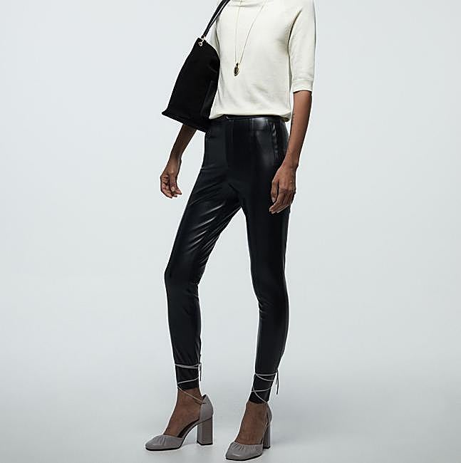 Leggings efecto cuero color negro