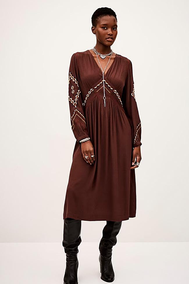 Vestido marrón estilo boho de Ba&sh.