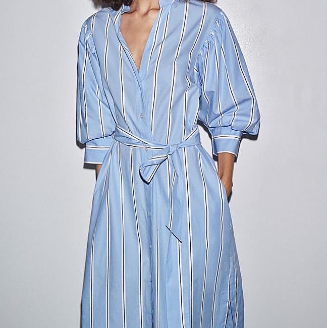 Vestido camisero con rayas