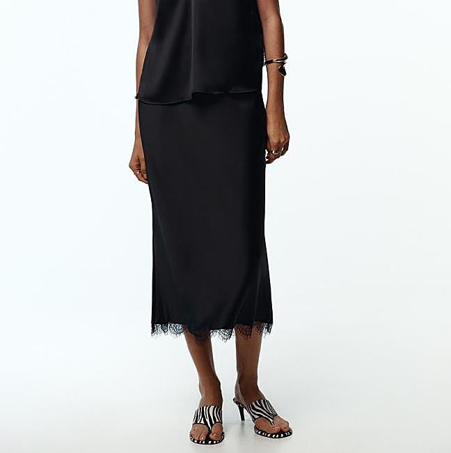 Falda lencera con encaje