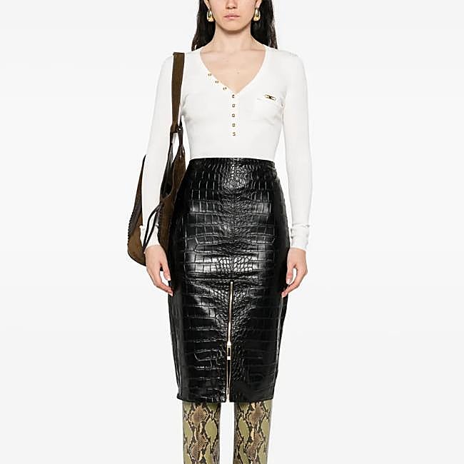 Falda con cremallera de Elisabetta Franchi, 350 euros.