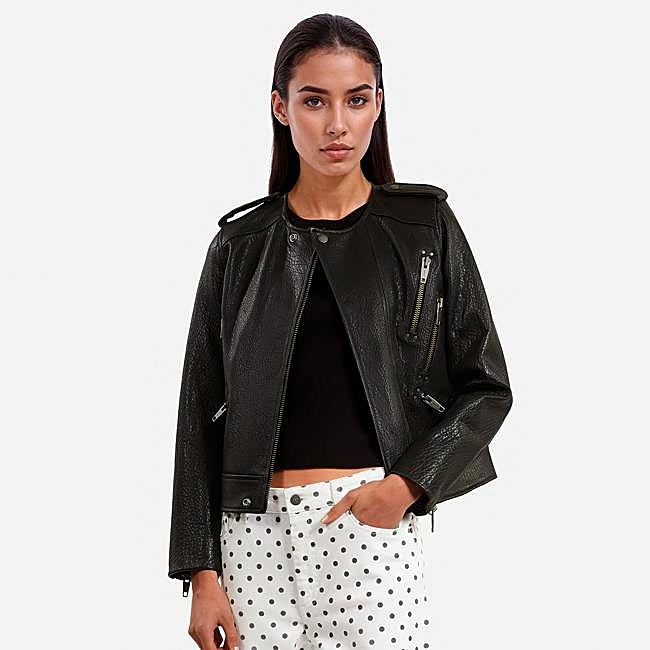 Chaqueta de cuero en color negro de The Kooples.