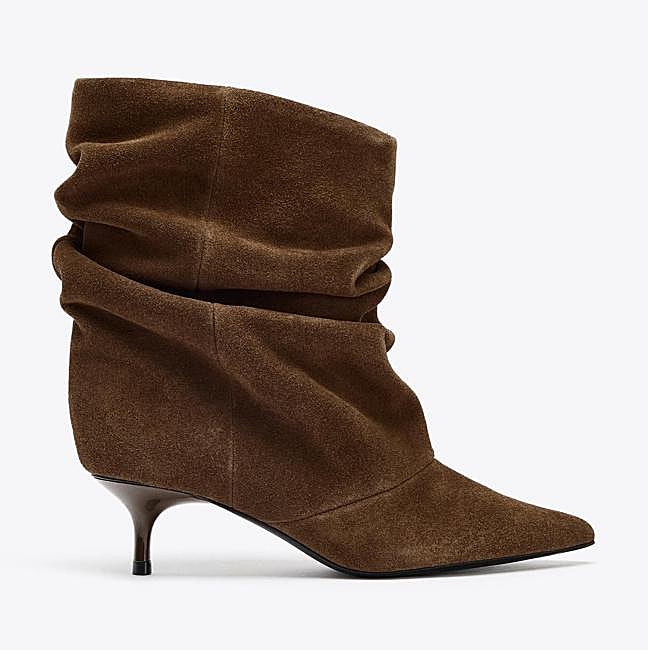 Botín de serraje de Zara, 69,95 euros.