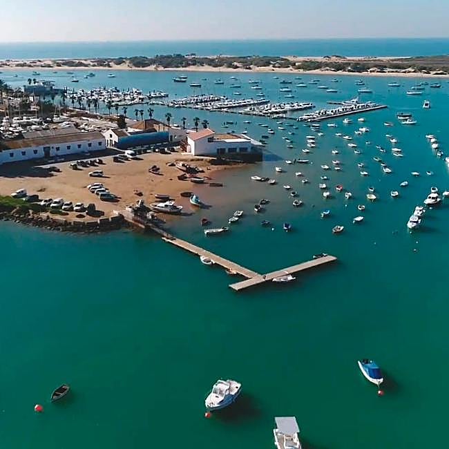 Vista aérea del antiguo poblado de Sancti Petri