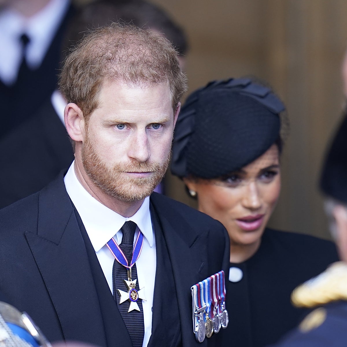 Harry y Meghan en el funeral de Isabel II.