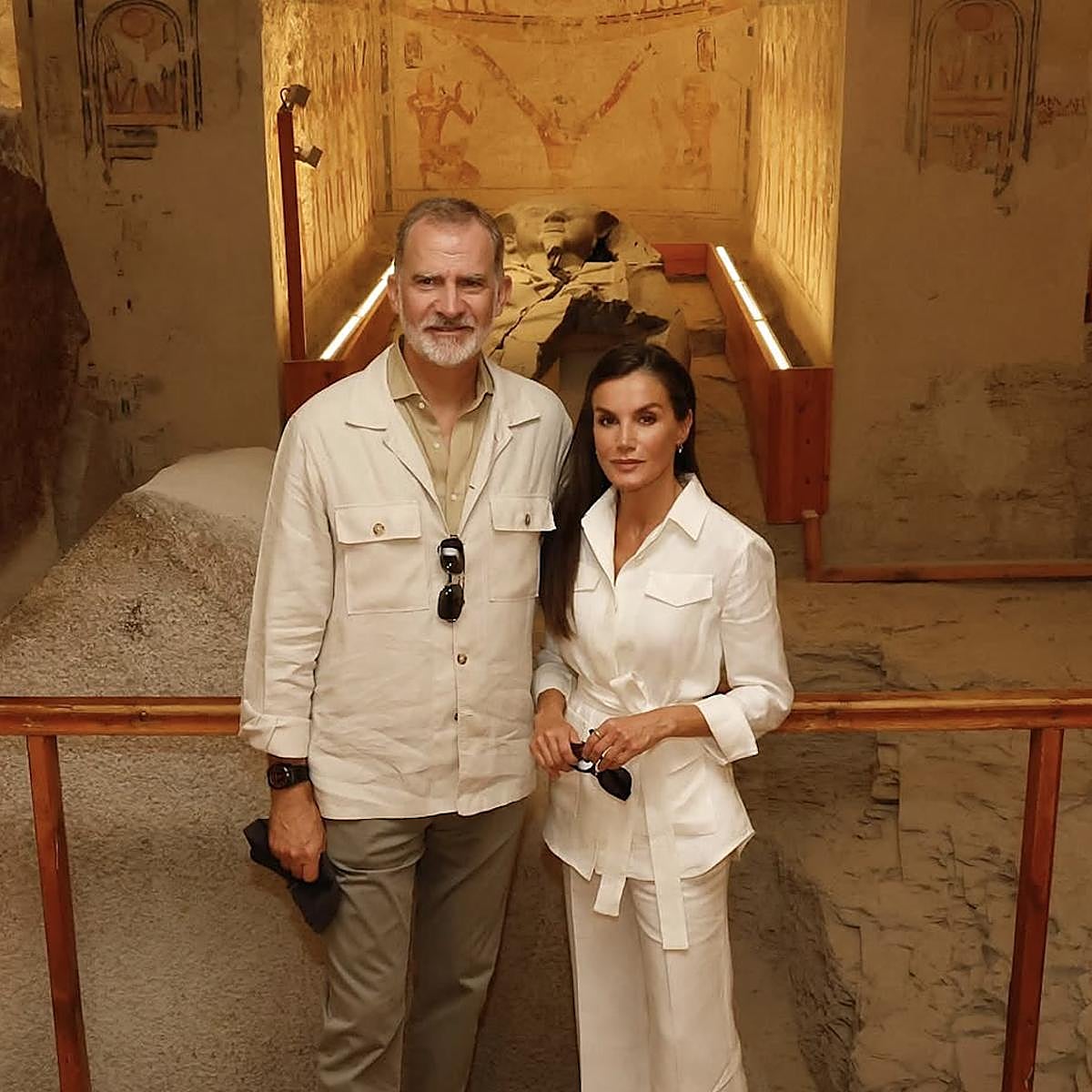 Los reyes Felipe y Letizia, en el Valle de los Reyes de Luxor.
