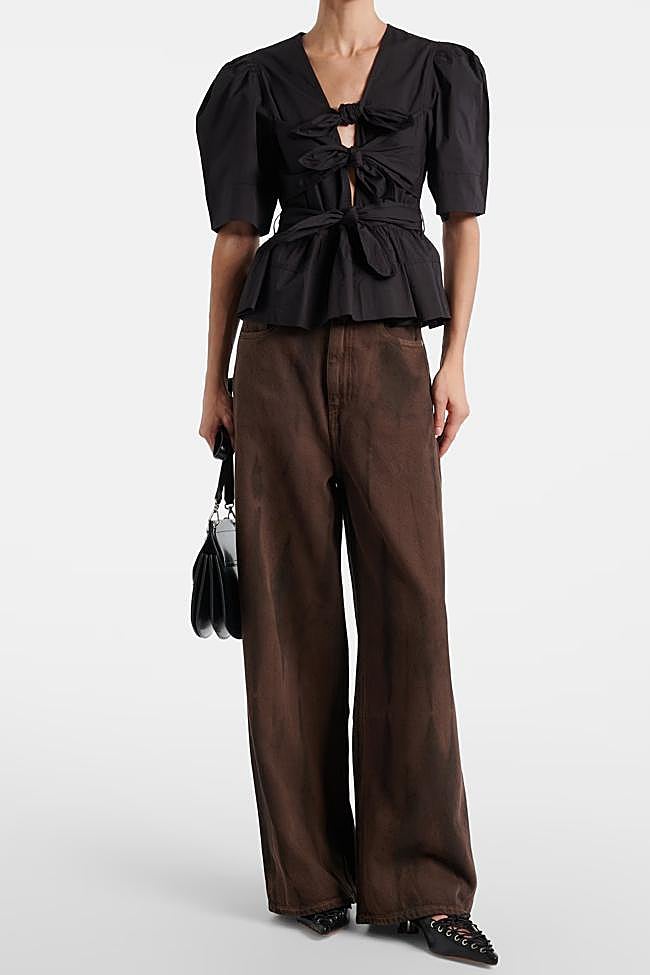 Jeans anchos de tiro alto de Ganni.