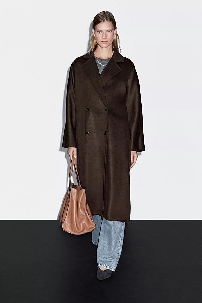 Abrigo largo cruzado con lana (249€)