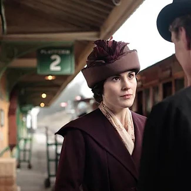 Michelle Dockery como Lady Mary en una escena de Downton Abbey rodada en la estación de Horsted Keynes.